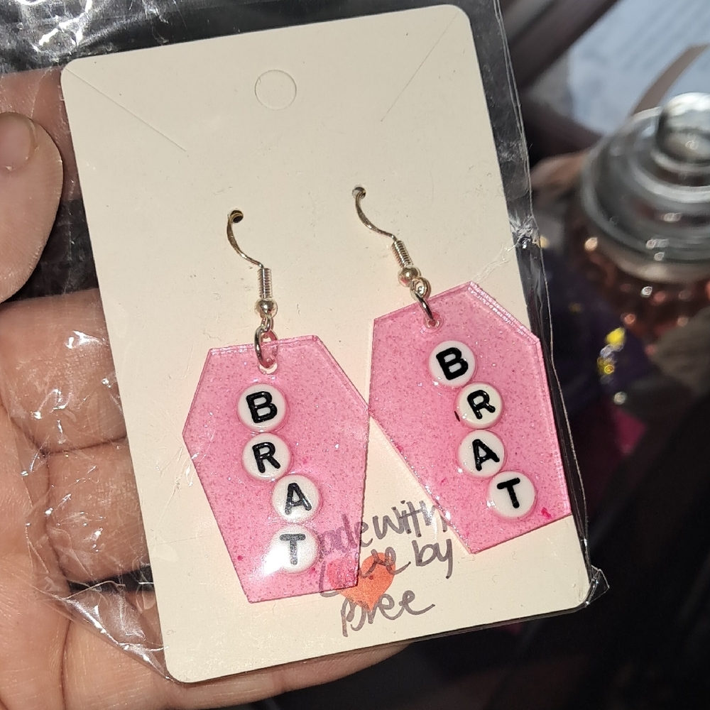 Pink 'Brat' Earrings